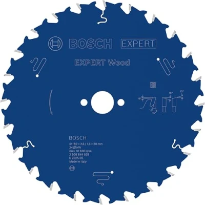Abbildung von Bosch Professional Kreissägeblatt Expert for Wood (Holz, 180 x 20 2,6 mm, 24 Zähne, Zubehör Kreissäge)