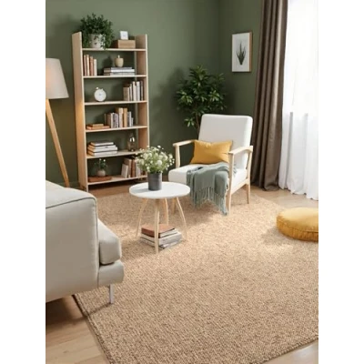 Abbildung von Elle Decoration Rocco Weicher Flachgewebe Läufer, Maschinen Waschbar, Woll Optik, Langlebig &amp; Nachhaltig, Modern, Skandi Look für Wohnzimmer, Esszimmer, Schlafzimmer, Flur Karamell, 80x240cm