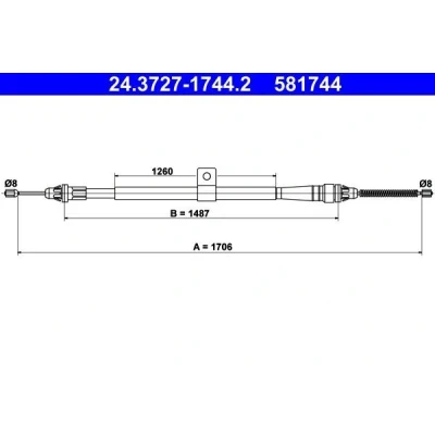 Abbildung von ATE 24.3727 1744.2 Handbremsseil 1706 NISSAN: Note I