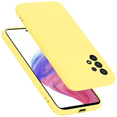 Abbildung von Cadorabo Hülle kompatibel mit Samsung Galaxy A53 5G Silikon Handyhülle für Case aus flüssigem stoßfeste dünne TPU Schutzhülle Liquid GELB