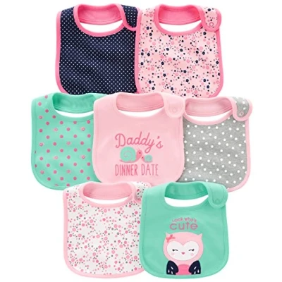 Abbildung von Simple Joys by Carter&#039;s Baby Mädchen 7 Pack Teething Bibs, Rosa/Minzgrün, Einheitsgröße (7er Pack)