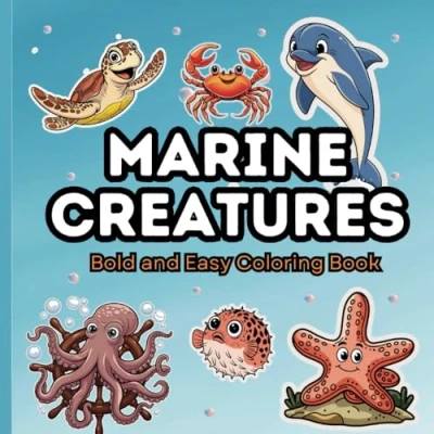 Abbildung von Marine Creatures: Coloring Book for Adults and Kids Bold Easy Designs Relaxation with Sea Life (Bold &amp; Coloring): Ocean Animals