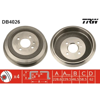 Abbildung von TRW DB4026 Bremstrommel 247,5 BMW: 3 Limousine