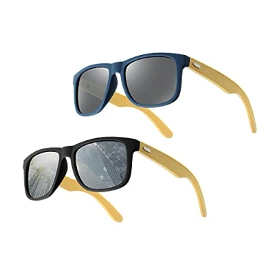 Abbildung von UrbanSky Sonnenbrille „Raymond“ 2er Pack Sonnenbrillen Herren Holzbügel polarisiert (Cool)