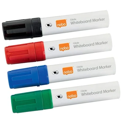 Abbildung von Nobo Glide Drywipe Whiteboardmarker Set, 4 Stück, Breite 10 mm Spitze, Mehrfarbig, 1915393