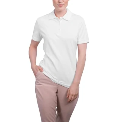 Abbildung von HRM Damen Luxury Stretch Polo, weiß, Gr. XL I Premium Polo Shirt aus 95% Baumwolle &amp; 5% Elasthan Basic Polohemd bis 40C farbecht waschbar Hochwertige nachhaltige Oberteile