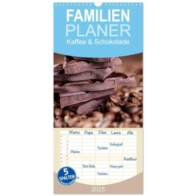 Abbildung von Familienplaner 2025 Kaffee &amp; Schokolade mit 5 Spalten (Wandkalender, 21 cm x 45 cm), CALVENDO