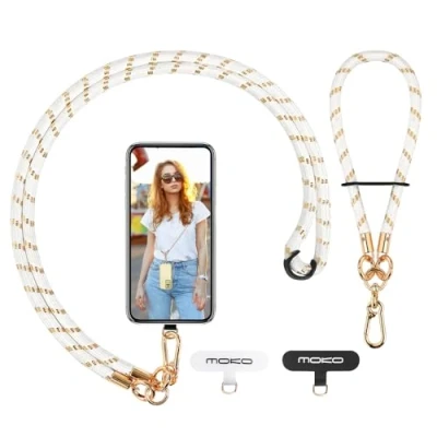 Abbildung von MoKo Handykette Universal, Verstellbar Schlüsselband mit Handschlaufe, Handyband Handy Lanyard zum Umhängen, Umhänge x 1, Handschlaufe Patch 2, Platinum