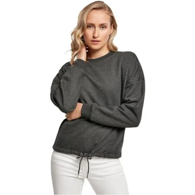 Abbildung von Build Your Brand Ladies Oversize Crewneck Farbe: Charcoal (Heather) Größe: XS
