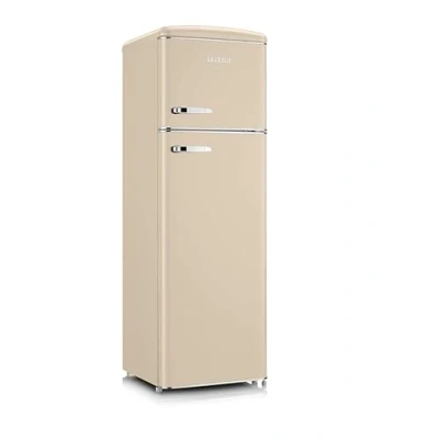 Abbildung von SEVERIN Retro Kühl &amp; Gefrierkombination, Kühlschrank im Design mit Chrom Applikationen, Gefrierfach oben, LED Beleuchtung, 1 7C, 246 L Nettovolumen, nur 39 dB, creme, RKG 8985 [EEK D]