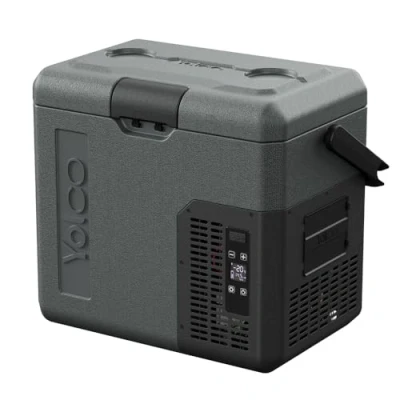 Abbildung von Yolco ET18 Carbon Kühlbox Kühlschrank Gefrierbox Mini tragbare Elektrische mit Kompressor 12/24V DC für Auto, LKW, Boot und Steckdose USB Anschluss, 20℃, Grau