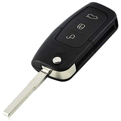 Abbildung von Ersatz Schlüsselgehäuse mit 3 Tasten Autoschlüssel Klappschlüssel Schlüssel Rohlingtyp HU101 Fernbedienung Funkschlüssel Gehäuse ohne Elektronik INION (für Ford (KS03)