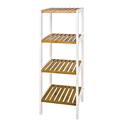 Abbildung von HAKU Möbel Regal Natur, weiß, Bambus, MDF Maße: B 35 cm x H 112 T 33 cm, Style: Scandinavian