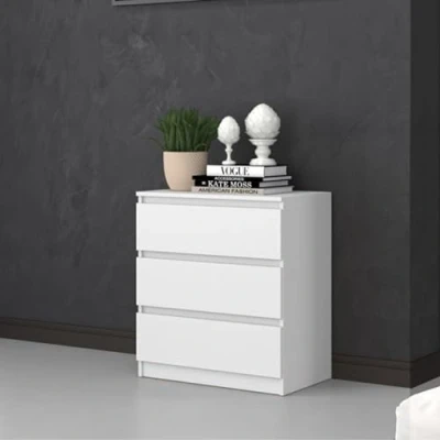 Abbildung von Home Collective Kommode weiß, Schubladen Schlafzimmer Flur Sideboard, Highboard, 75cm Höhe, mit drei Schubladen, Breite 70cm