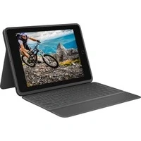 Abbildung von Logitech Rugged Folio für iPad (7., 8. und 9. Generation) Schutzcase mit Smart Connector strapazierfähiger, spritzwassergeschützter Tastatur, Deutsches QWERTZ Layout Schwarz