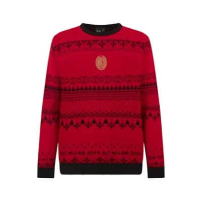 Abbildung von AC Milan Weihnachts Pullover, Weihnachtliche Fantasie, in Weicher und Bequemer Baumwolle, Offizielles Produkt, Unisex, XS