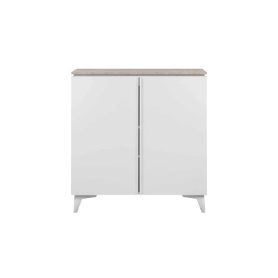 Abbildung von Kommode mit 2 Türen weiß Sandstein 88 x 92 cm BERTRIX