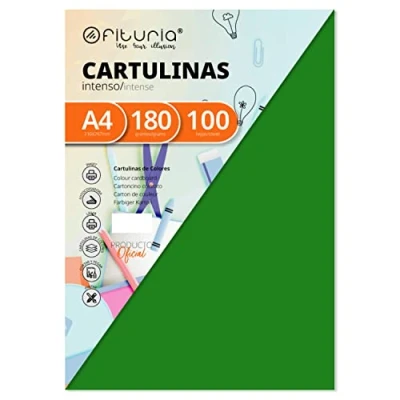 Abbildung von Pack 100 Cartulinas Color Verde Tamaño A4 180g