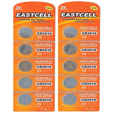 Abbildung von EASTCELL 10 x CR2016 3V Lithium Knopfzelle 75 mAh (2 Blistercards a 5 Batterien) EINWEG Markenware
