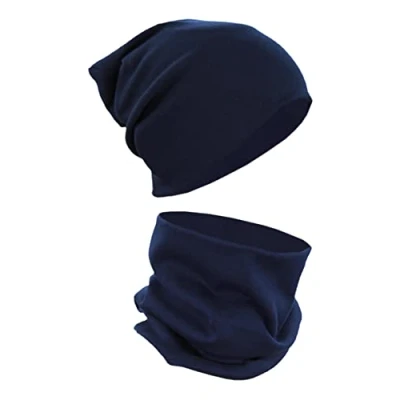 Abbildung von Alkato Unisex Beanie Mütze und Schal Set Uni, Farbe: Dunkelblau, Größe: Einheitsgröße