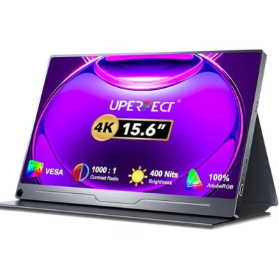 Abbildung von UPERFECT Portable Monitor 4K, Tragbarer 15,6 Zoll Mobiler Display mit 3840 * 2160 UHD IPS Bildschirm HDMI USB C OTG für PC Laptop Handy PS XBO Switch Fotografen Videoeditoren