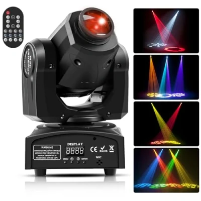 Abbildung von UKing 50W Moving Head dmx512 Disco Lichteffekt 8 Muster Farben Partylicht mit Funktionell Fernbedienung 9/11 Kanäle Gobo LED Strahler für DJ Bar Club Bühnenlicht (Schwarz)