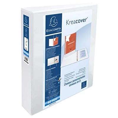Abbildung von Exacompta Kreacover PP Ringbuch, A4, 2 D Ringe, 75 mm Rücken, weiß