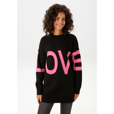 Abbildung von Aniston CASUAL Strickpullover, mit eingestricktem LOVE Schriftzug NEUE KOLLEKTION