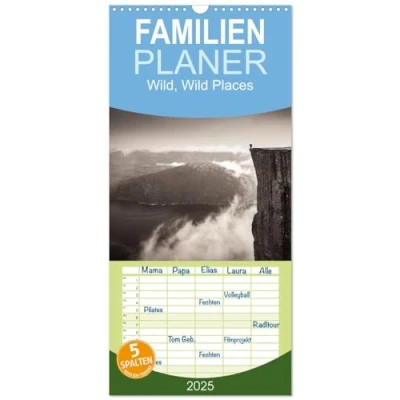 Abbildung von Familienplaner 2025 Wild, Wild Places mit 5 Spalten (Wandkalender, 21 cm x 45 cm), CALVENDO