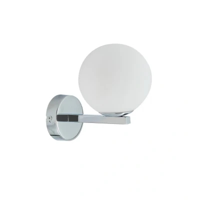 Abbildung von Lucande Wandleuchte Bidolo, chromfarben, Glas, Ø 12 cm, IP44