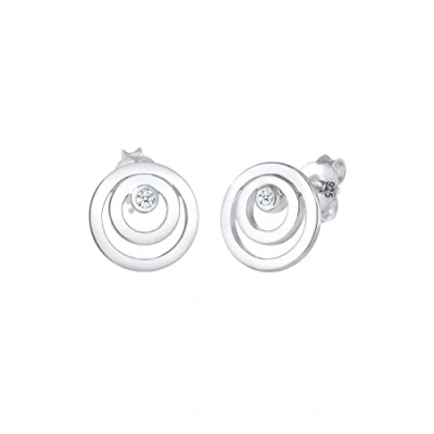 Abbildung von Elli DIAMONDS Paar Ohrstecker Kreis Rund Geo Diamant (0.03 ct) 925 Silber