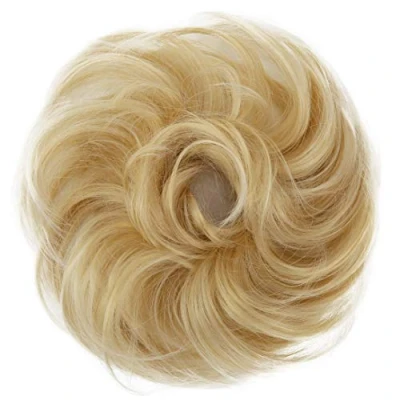 Abbildung von CAISHA Haargummi Bella Hochsteckfrisuren Haarteil Hochzeitfrisuren Voluminös Leicht Gewellt Hitzebeständige Kunstfaser DM17cm Blond Mix G28B