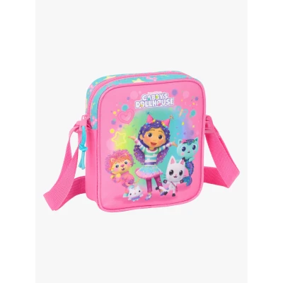 Abbildung von Safta GABBY&#039;S DOLLHOUSE CONFETTI Kleine Umhängetasche, Kindertasche, ideal für Kinder von 5 bis 14 Jahren, bequem und vielseitig, Qualität Widerstandsfähigkeit, 16 x 4 18 cm, rosa/türkis, M