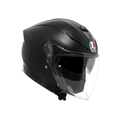 Abbildung von AGV K5 Jet EVO E2206, Unisex Motorrad Jethelm, Kohlefaser und Glasfaser Motorradhelm, mit Kratzerfest Anti UV Visier, Matt Black, XL