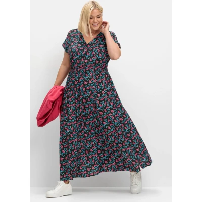 Abbildung von Sheego Maxikleid, Damen, Größe: 54, Schwarz gemustert