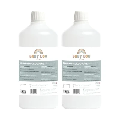 Abbildung von BABYLOU CARE Physiologisches Serum Flasche NaCl 0,9 % Waschen der Nasenhöhlen &amp; Augenhygiene Augen Nasenhygiene für externe Irritation Hergestellt in Frankreich 2 x 1 Liter