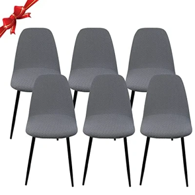 Abbildung von Jaotto Stuhlhussen 6er Set Strech, Esszimmerstühle Bezug Universal Waschbar Abnehmbare,Elegante Stuhlbezug Stuhlabdeckung Antirutsch, Küchenstühle für Büro Esszimmer Wohnzimmer,Diagonale Grau