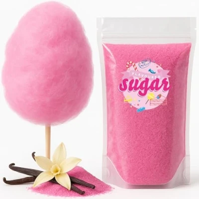 Abbildung von Zuckerwatte Zucker mit Geschmack Vanille Pink farbiger Aromazucker 100g für die Zuckerwattemaschine