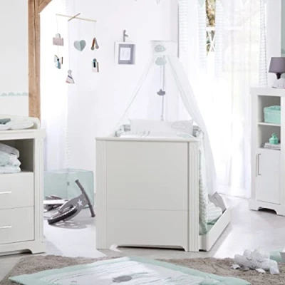 Abbildung von roba Kombi Kinderbett &#039;Maxi&#039;, 70x140 cm, 3 fach höhenverstellbar, umbaubar zum Juniorbett, weiss, 2.0 Anzahl