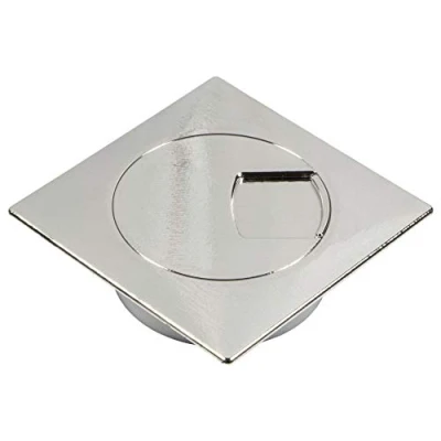 Abbildung von Gedotec Kabeldurchführung Schreibtisch aus stabilem ABS Kunststoff 1 Stück quadratische Kabeldurchlässe 60mm Plaza Kabeldose Chrom Optik Kabelführung eckig zum Eindrücken kabelkanal