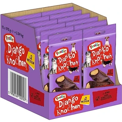 Abbildung von FROLIC™ Django Knochen Beutel für Mittlere Hunde mit Rind 12 x 2 Stück