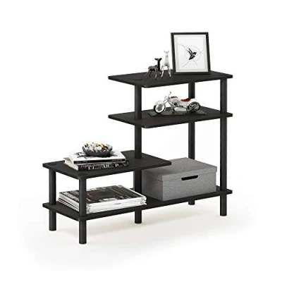 Abbildung von Furinno Deko Regal mit 3 Ebenen, Holz, Espresso/Schwarz, 29.49 x 80 64 cm