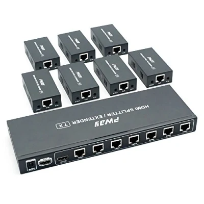 Abbildung von PW HTS0107IR（POC） 1X7 Port HDMI Splitter Extender/Verteiler Ultra HD 1080P Ohne Verzögerung 60m über CAT6 Kable Unterstützt EDID And IR（1 In 7 Out）