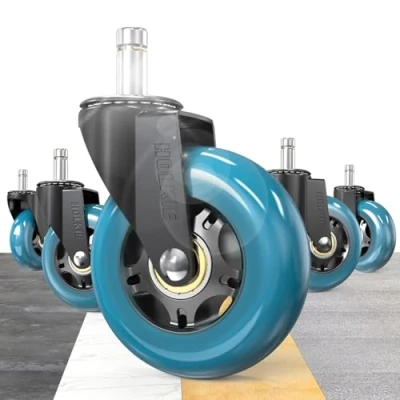 Abbildung von HOLKIE Bürostuhl Rollen 10x22 mm Blau Ersatzrollen für 1KEA Stühle Schreibtischstuhl aus Gummirollen Parkett Hartebödenrollen 5er Set robuste Rollerblade Compute Stuhlmatten