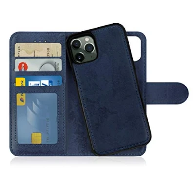 Abbildung von MyGadget Flip Case für iPhone 11 Pro [ abnehmbare Magnet Hülle ] Handyhülle aus Kunstleder Klapphülle mit Kartenfach Schutzhülle in Dunkelblau