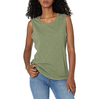 Abbildung von The Drop Damen Nicole Tanktop, sportlich, Rundhalsausschnitt, Olivgrün, S
