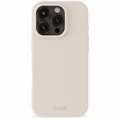 Abbildung von Apple iPhone 16 Pro Hülle Silikon Holdit Hard Case/Backcover Handyhülle Beige