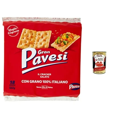 Abbildung von 6x Gran Pavesi Crackers salati Salzgebäck gesalzen 560g kekse gebäck + Italian gourmet polpa 400g