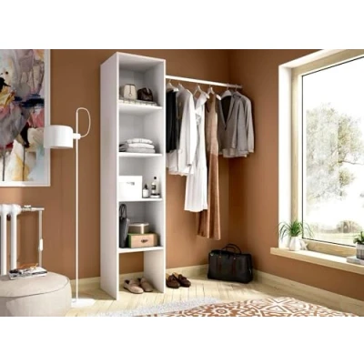 Abbildung von Dmora Presanella, Gestell für begehbaren Kleiderschrank, Schrank offen, 138 x 40 186 cm, Weiß, Holzwerkstoff