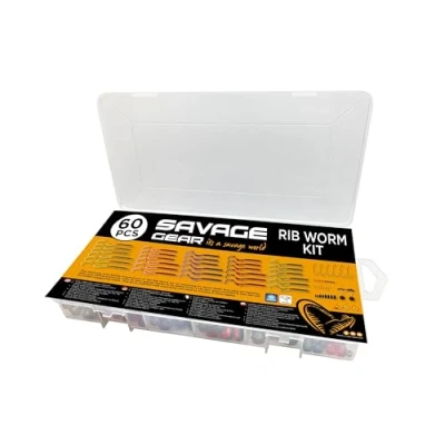 Abbildung von Savage Gear Rib Worm Kit One Size Mix Colors (60 Stück) Kunstköder Set